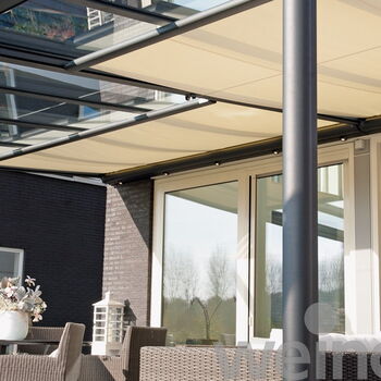 Wintergartenmarkisen von weinor - Das bewährte Seilspannsystem sorgt für gleichmäßigen Tuchstand