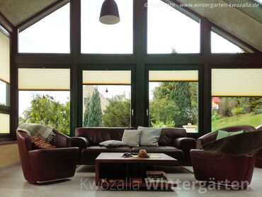 Wintergarten mit Plisseeanlage | Sichschutz, Sonnenschutz - Ansicht von Innen