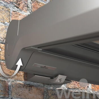 Pergola-Markise - Die lose Lagerung der Wandkonsole entlastet die gesamte Anlage