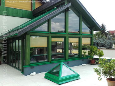 Wintergarten mit Plisseeanlage | Sichschutz, Sonnenschutz, Blendschutz - Außenansicht