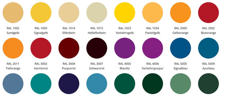 Gestellfarben für Terrassenüberdachungen