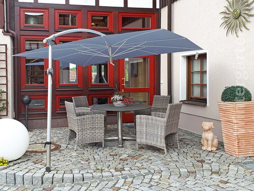 Hochwertiger Ampelschirm-Sonnenschirm, rechteckig 240x280 cm in blau 07 Ansicht von der Seite