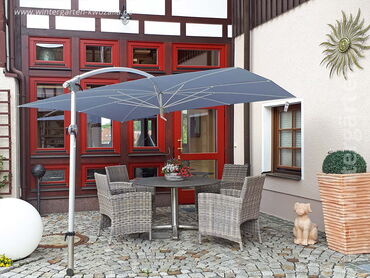 Hochwertiger Ampelschirm-Sonnenschirm, rechteckig 240x280 cm in blau 07 Ansicht von der Seite