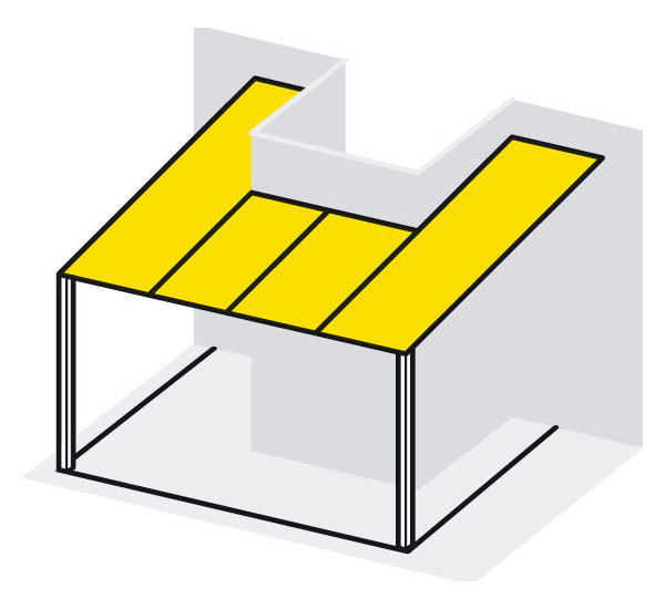 Pultdach mit Balkonausschnitt